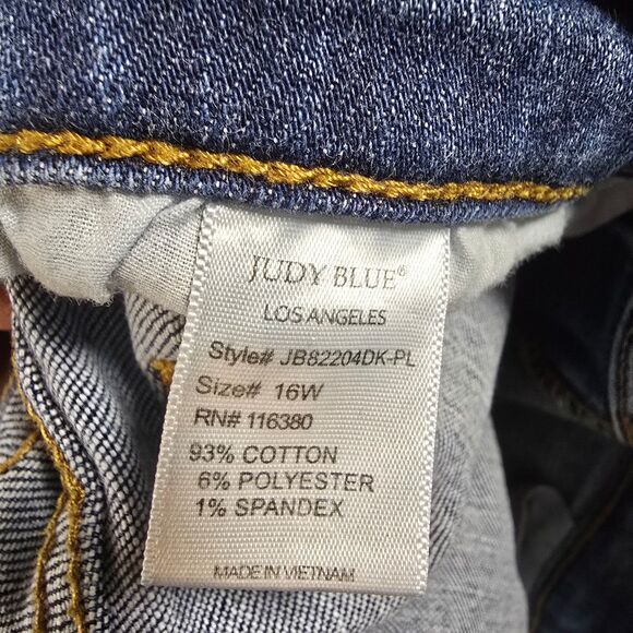 Judy Blue Jeans Women Size 16W Destroyed Slim Fit Dark Wash Style JB82204DK - Picture 3 of 5